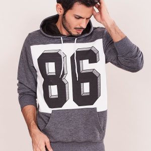 Wholesale Dark Grey Men's Print Sweatshirt