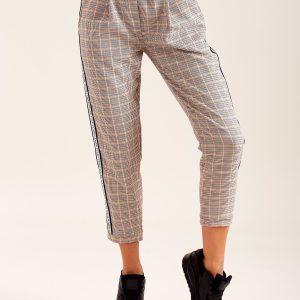 Wholesale Beige Checkered Pants