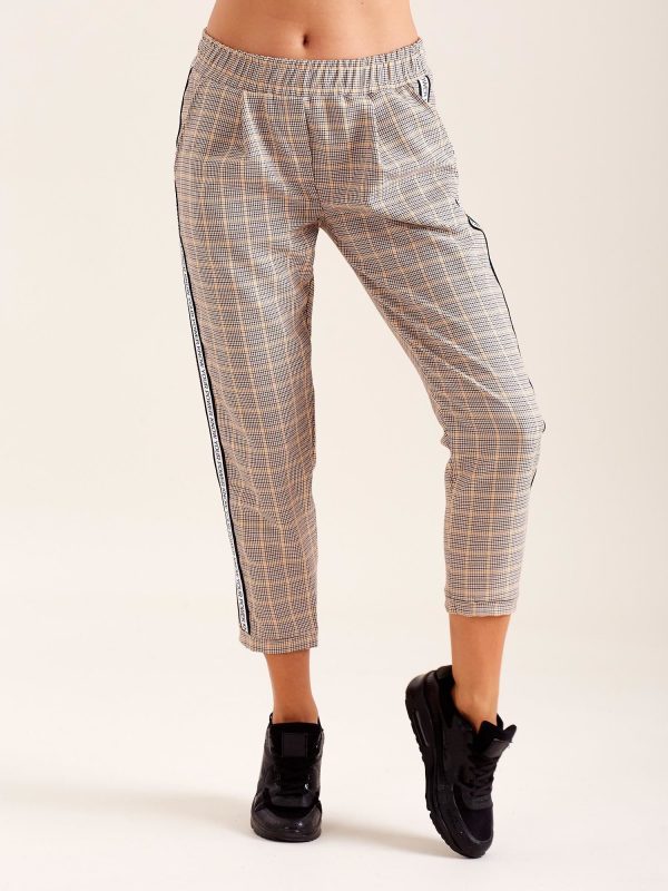 Wholesale Beige Checkered Pants