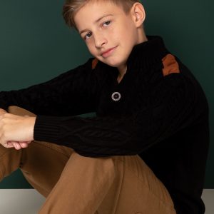 Wholesale Black Fastened Sweater for Boy