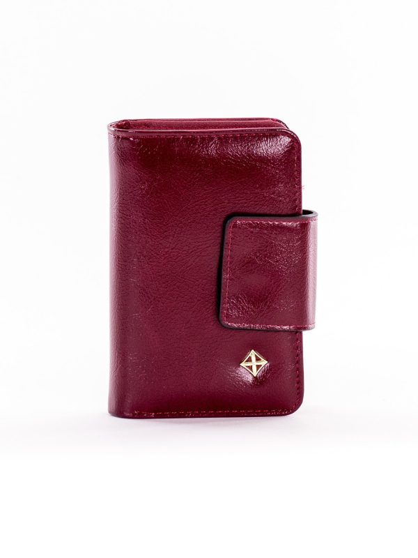 Wholesale Maroon Women's Wallet with White and Magnet Clasp