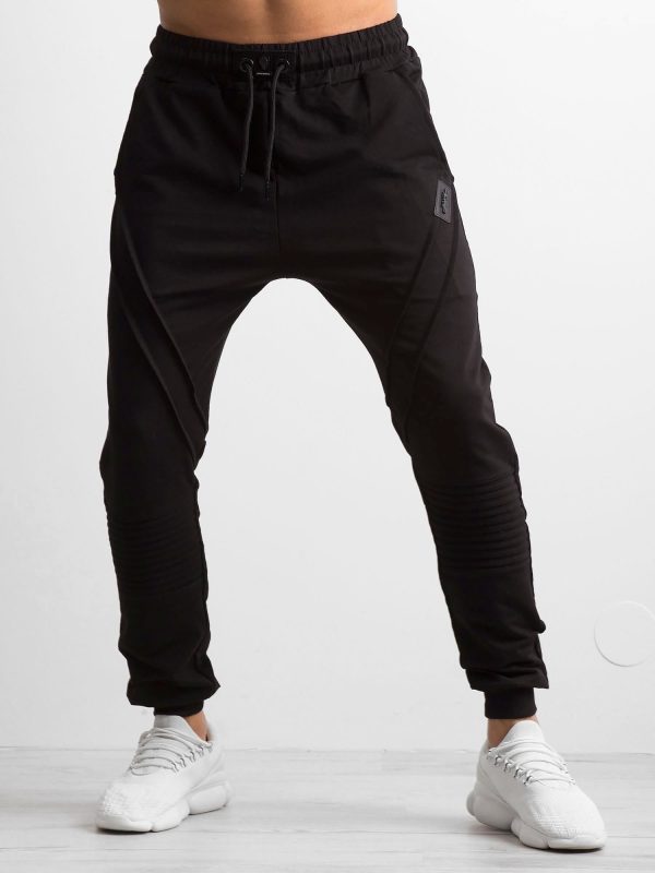 Wholesale Black men's sweatpants with stitching