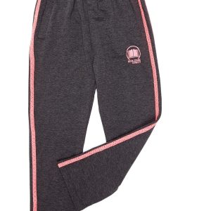 Wholesale Dark Grey Kids Sweatpants with Fluo Pink Stripes