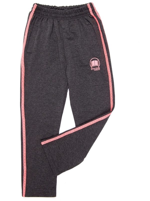 Wholesale Dark Grey Kids Sweatpants with Fluo Pink Stripes