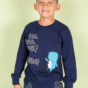 Wholesale Navy blue blouse for boy with comic print