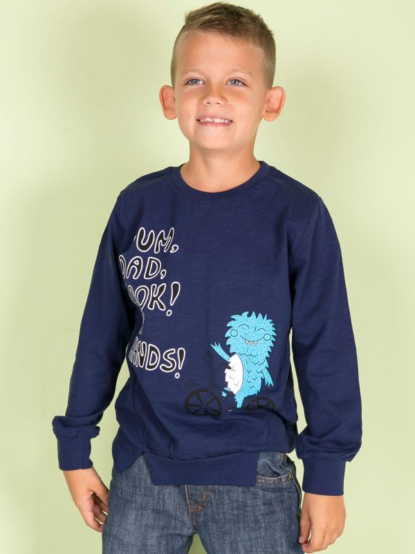 Wholesale Navy blue blouse for boy with comic print