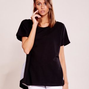 Wholesale Black and grey oversized sweatshirt with short sleeve frill