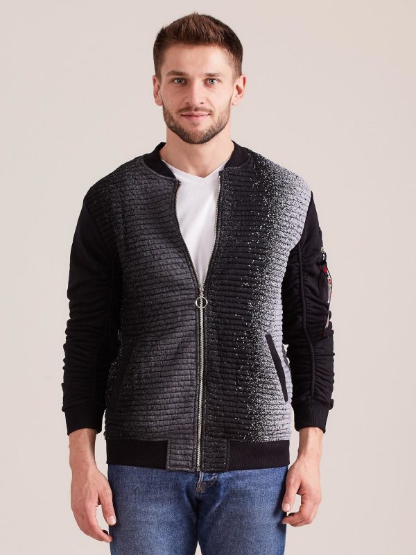 Wholesale Grey and black men's zipper sweatshirt