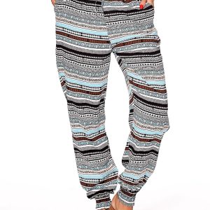 Wholesale Light blue patterned trousers with welts