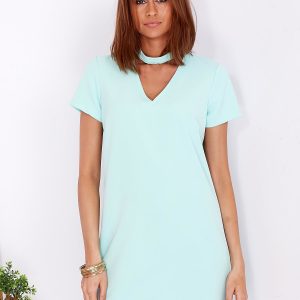 Wholesale Smooth elegant dress with mint choker