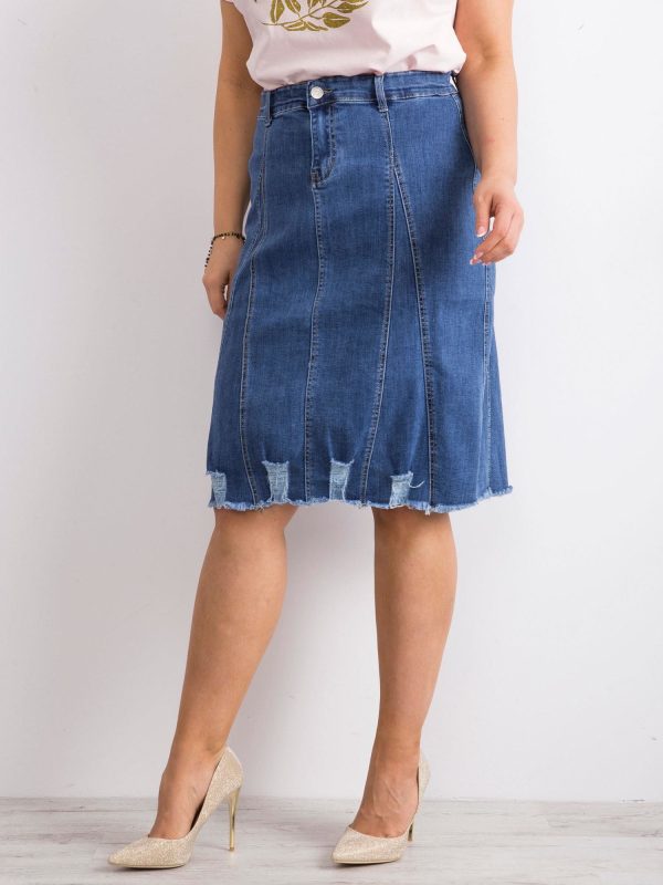 Wholesale Blue Plus Size Denim Skirt