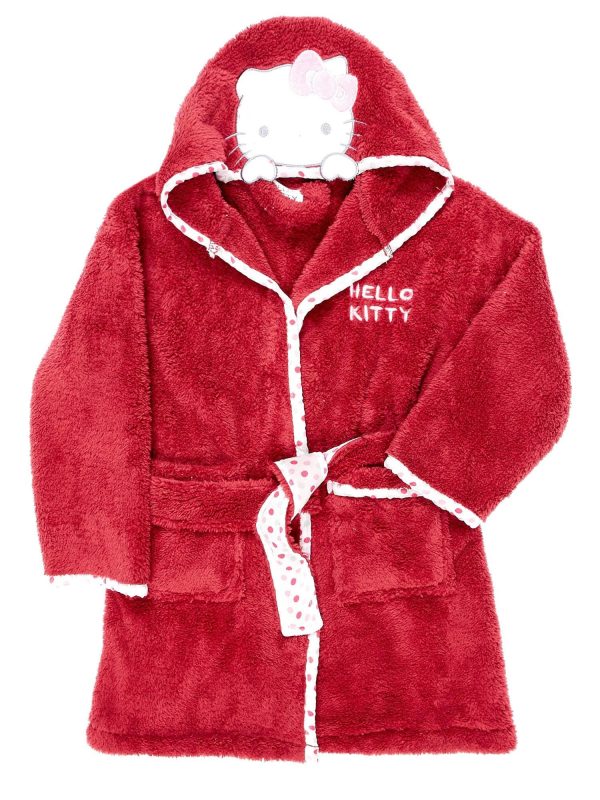 Wholesale Burgundy bathrobe for girl HELLO KITTY
