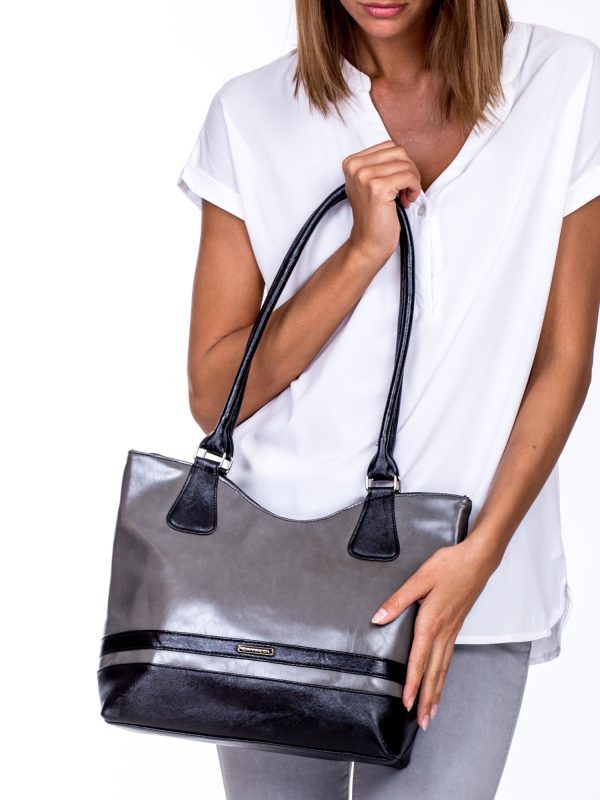 Wholesale Black and grey bag with horizontal strap