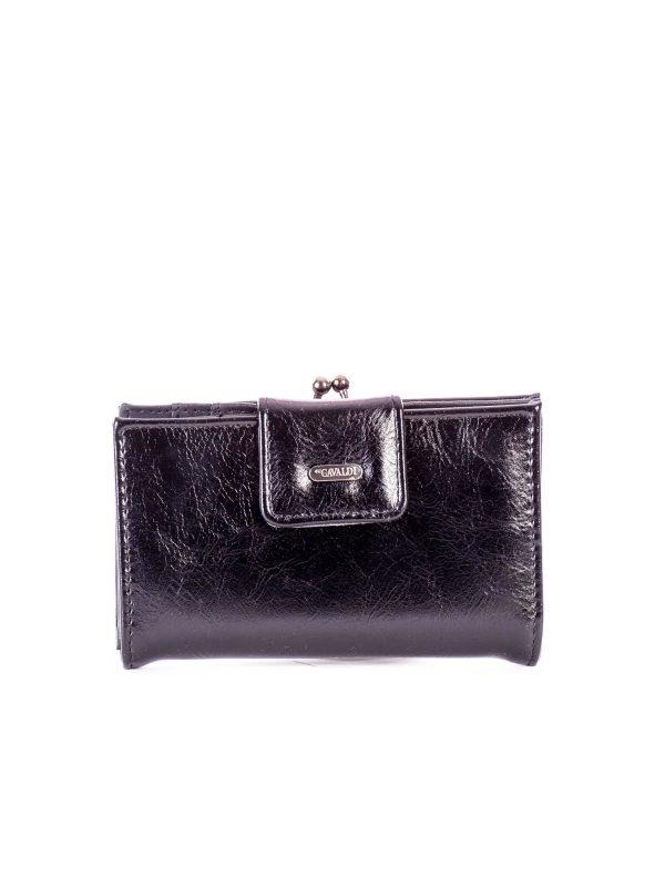 Wholesale Black wallet with flap and bib clasp