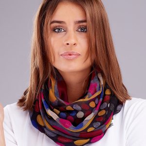 Wholesale Dark grey scarf with colored peas