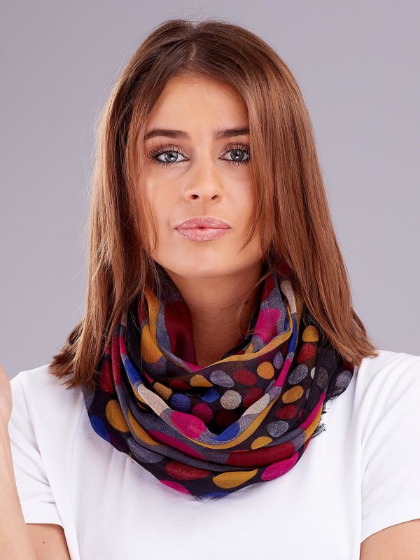 Wholesale Dark grey scarf with colored peas