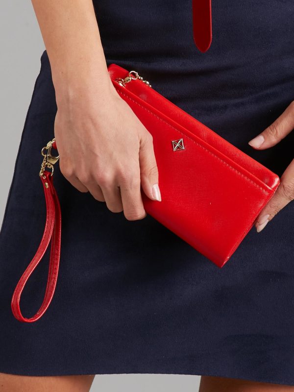 Wholesale Red Horizontal Ladies Wallet With Handle
