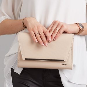 Wholesale Beige women's clutch bag made of eco-leather