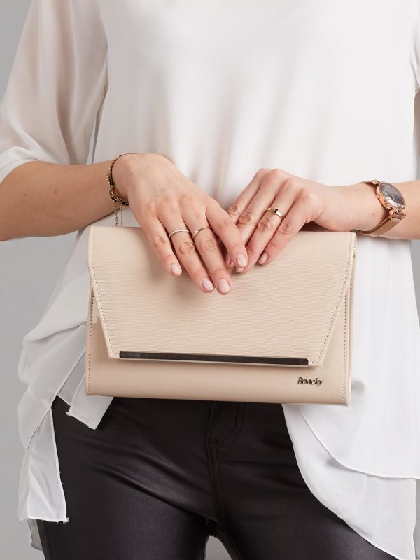 Wholesale Beige women's clutch bag made of eco-leather