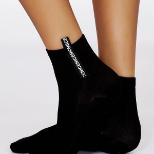 Wholesale FULLOFF Black socks with decorative ribbon