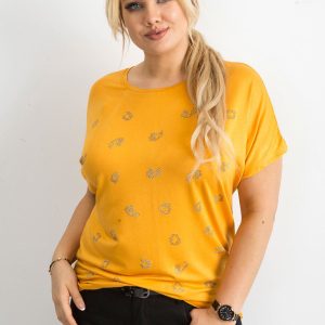 Wholesale Yellow T-shirt for women with plus size applique