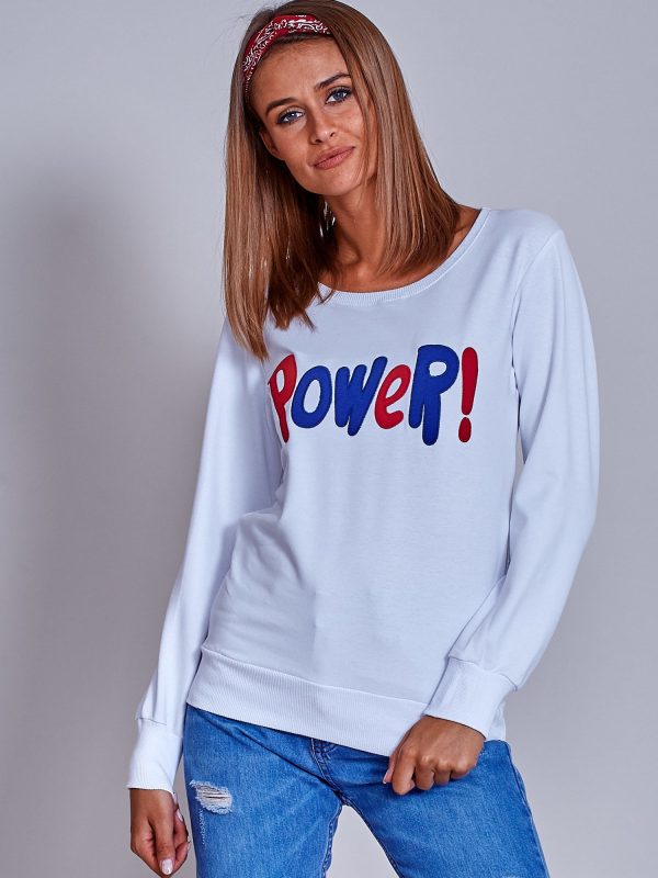 Wholesale White lightweight sweatshirt with power