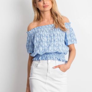 Wholesale Blue Spanish blouse with patterns