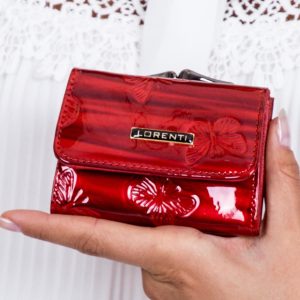 Wholesale Red lacquered wallet with butterflies