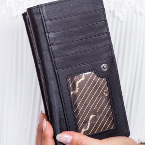 Wholesale Black Leather Wallet with Stripe Insert