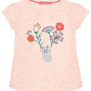 Wholesale Pink t-shirt for girl with colorful pattern