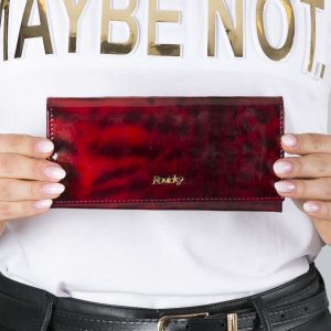 Wholesale Dark Red Leather Wallet with Animal Pattern