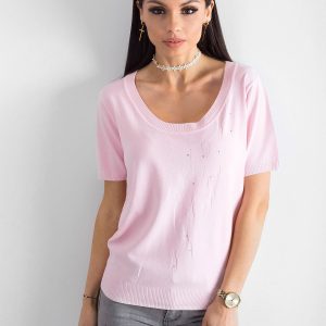 Wholesale Pale pink blouse with deep neckline