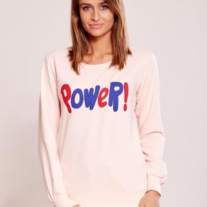 Wholesale Light pink lightweight sweatshirt with a POWER Patch