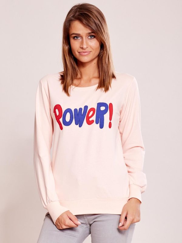 Wholesale Light pink lightweight sweatshirt with a POWER Patch