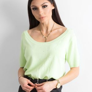 Wholesale Light green blouse with deep neckline