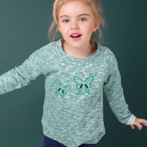 Wholesale Green sweatshirt for girl with sequins