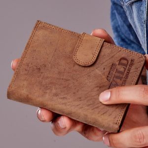 Wholesale Light Brown Leather Men's Wallet with Snap