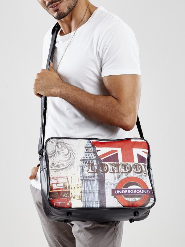 Wholesale Black Printed Men's Shoulder Bag