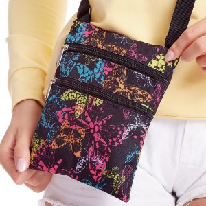 Wholesale Black fabric sachet with colorful butterflies