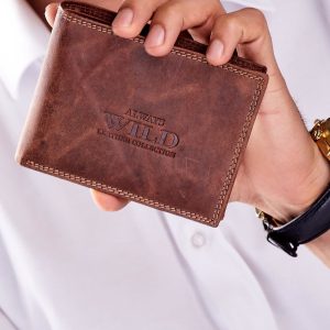 Wholesale Brown leather wallet for man with stitching