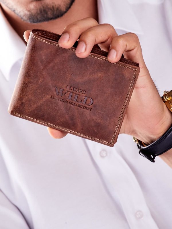 Wholesale Brown leather wallet for man with stitching