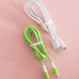 Wholesale Green White USB Cables for iPhone iOS 2 Pieces