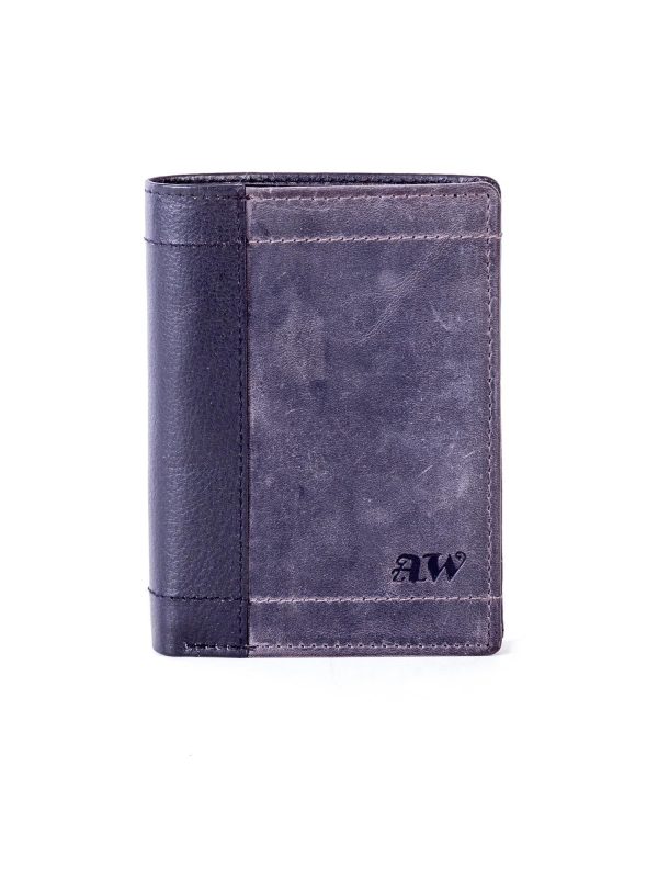 Wholesale Men's Black Leather Wallet with Combined Materials