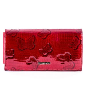 Wholesale Red Patent Leather Wallet with Butterflies