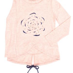 Wholesale Pink blouse for girl with convex flower