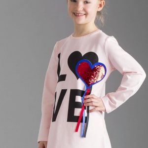 Wholesale Pale pink girl dress with appliqué