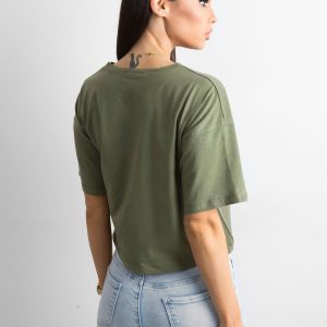 Wholesale Khaki Loose Print T-Shirt