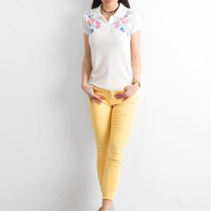 Wholesale Ecru floral polo shirt