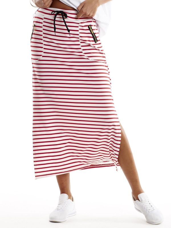 Wholesale Red striped skirt with zippers