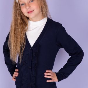 Wholesale Navy blue sweatshirt for girl with frills